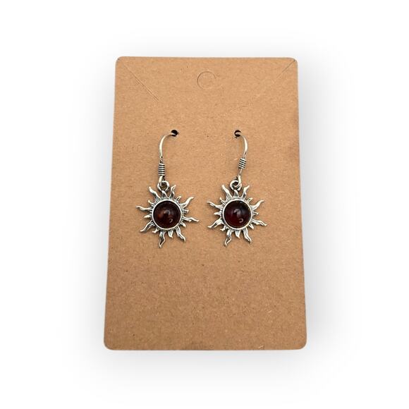 Amber Glass Sunburst Drop Earrings - Picture 3 of 5